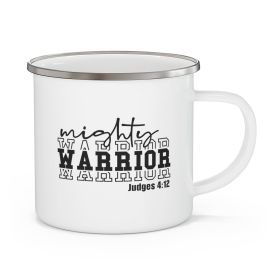 Enamel Camping Mug, Mighty Warrior Black Illustration