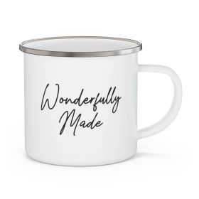 Enamel Camping Mug, Wonderfully Made Black Illustration